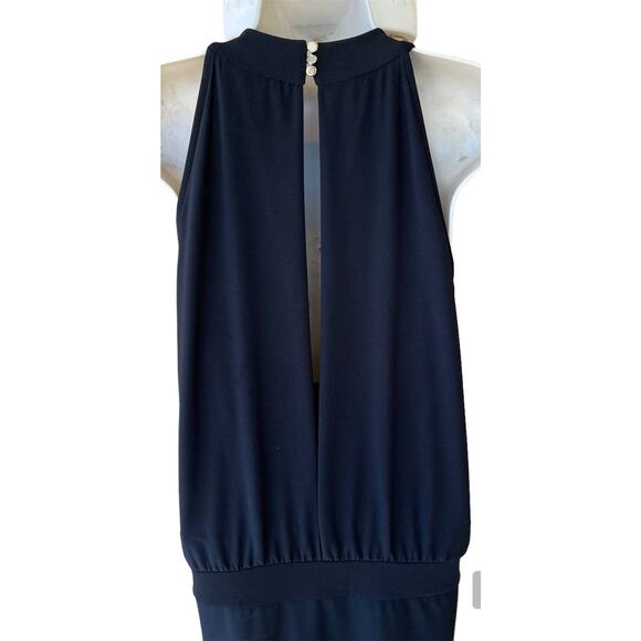 White House Black Market Datey MJ Mini Dress Silver Halter Button Open Back S - Picture 7 of 10